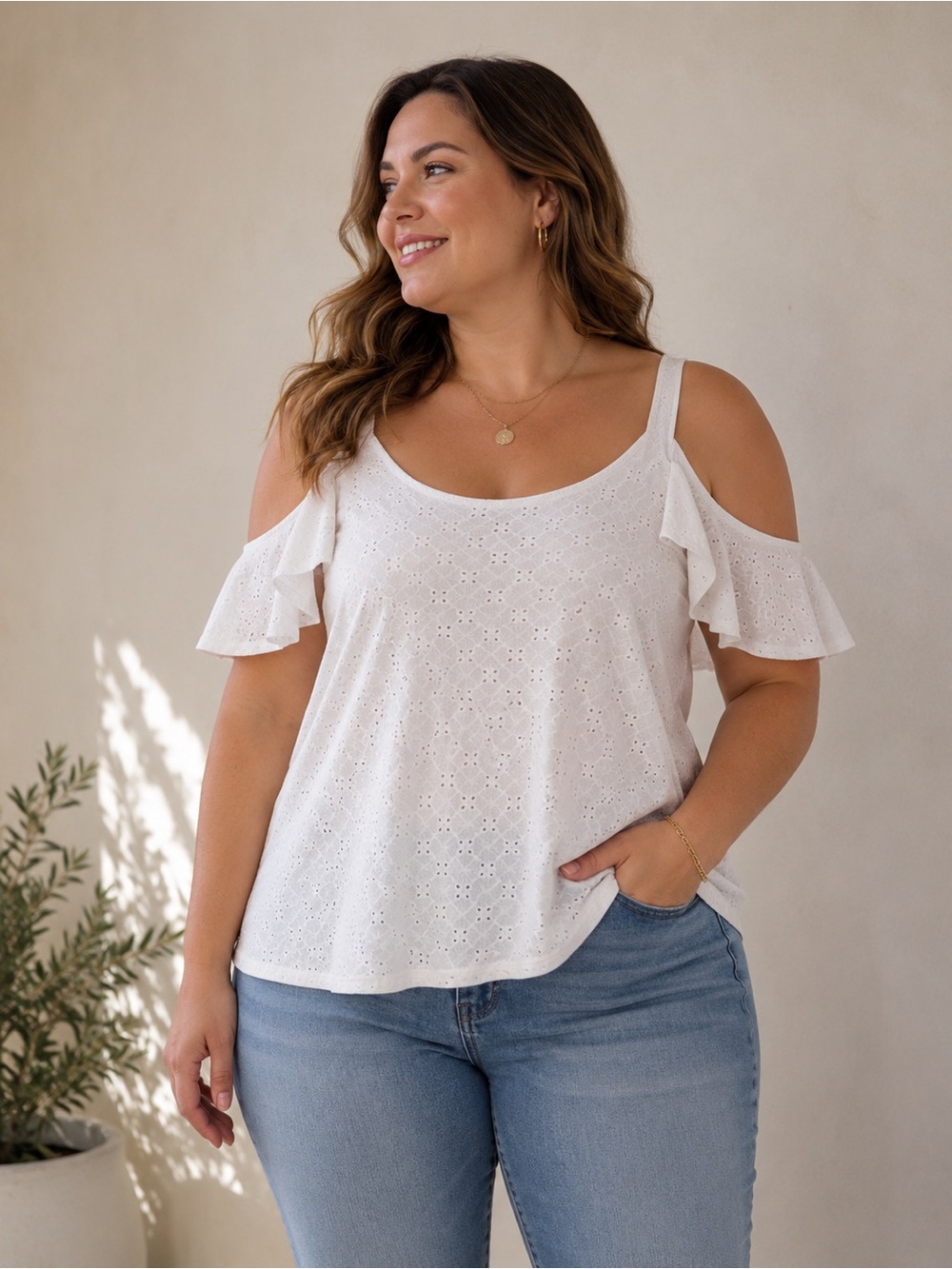 Cable & Gauge Cold Shoulder Top 2X